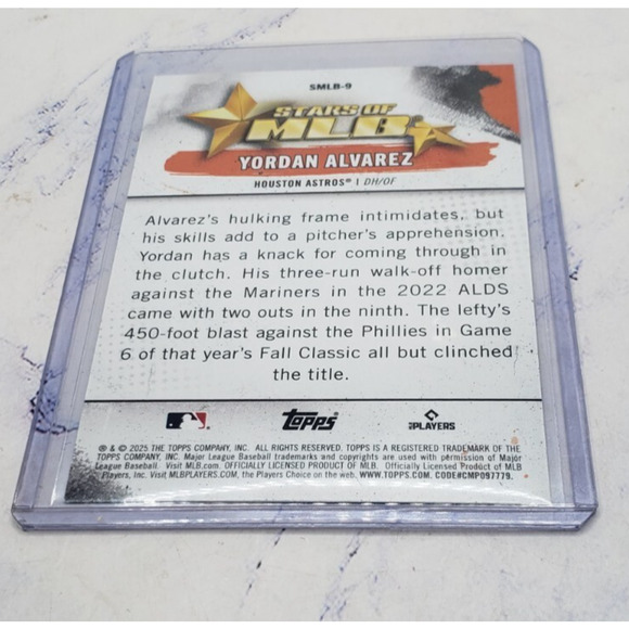 2025 Topps Series 1 Yordan Alvarez Stars of MLB Houston Astros #SMLB-9 - Picture 4 of 4